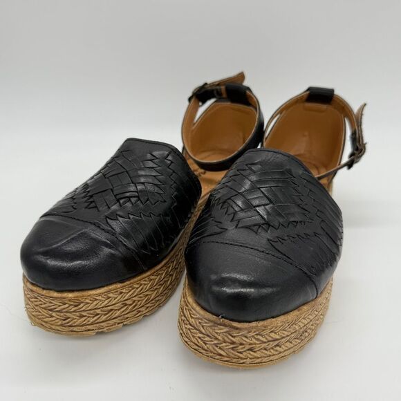Macarena Collection Women's Black Tan Espadrilles Platform Sandals Shoes Size 7 - Picture 1 of 12